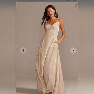 Glitter Knit Spaghetti Strap Gown with Pockets NWT